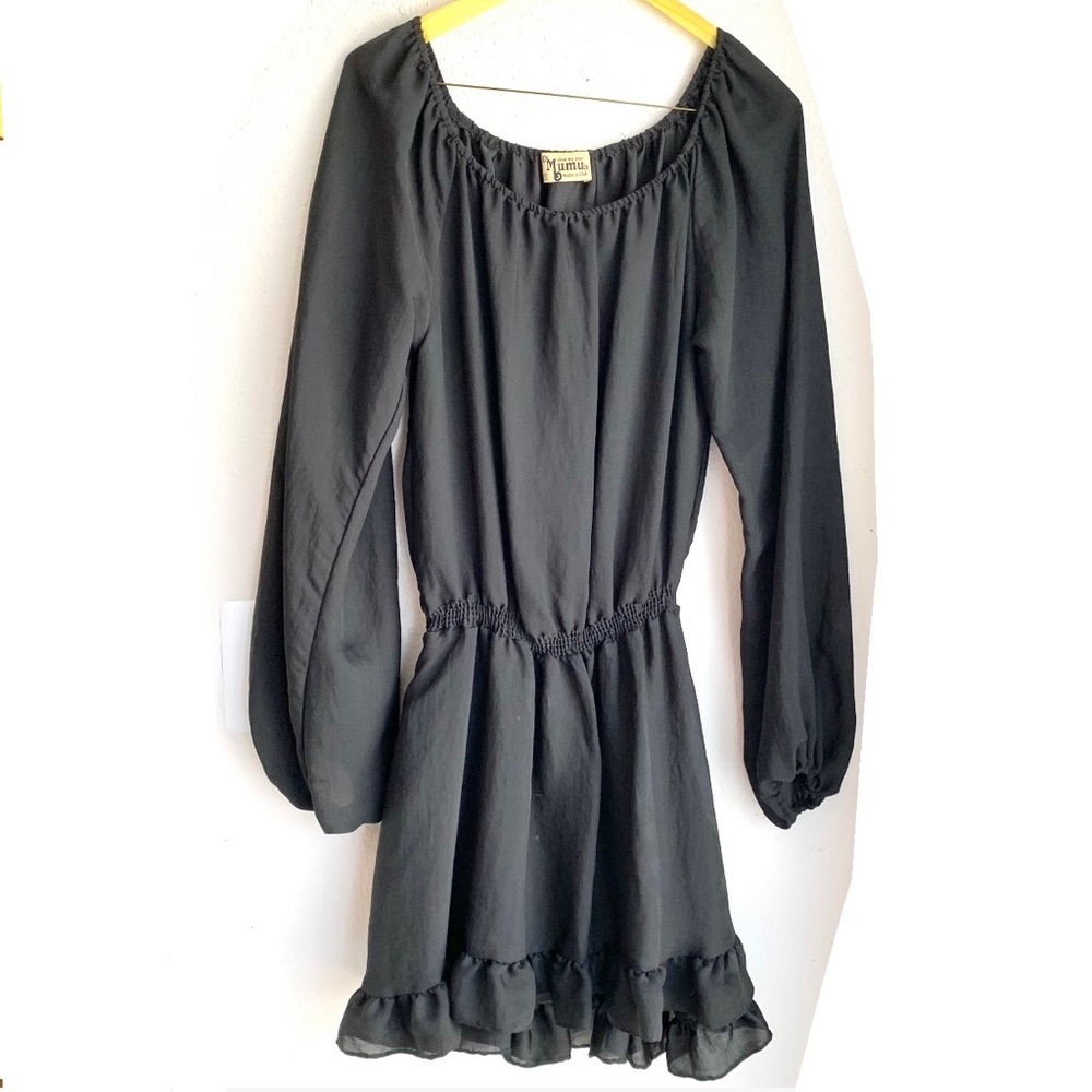 Show Me Your Mumu Black Ruffle Hem Mini Dress